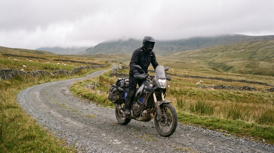 Adventure bike on a green-lane byway