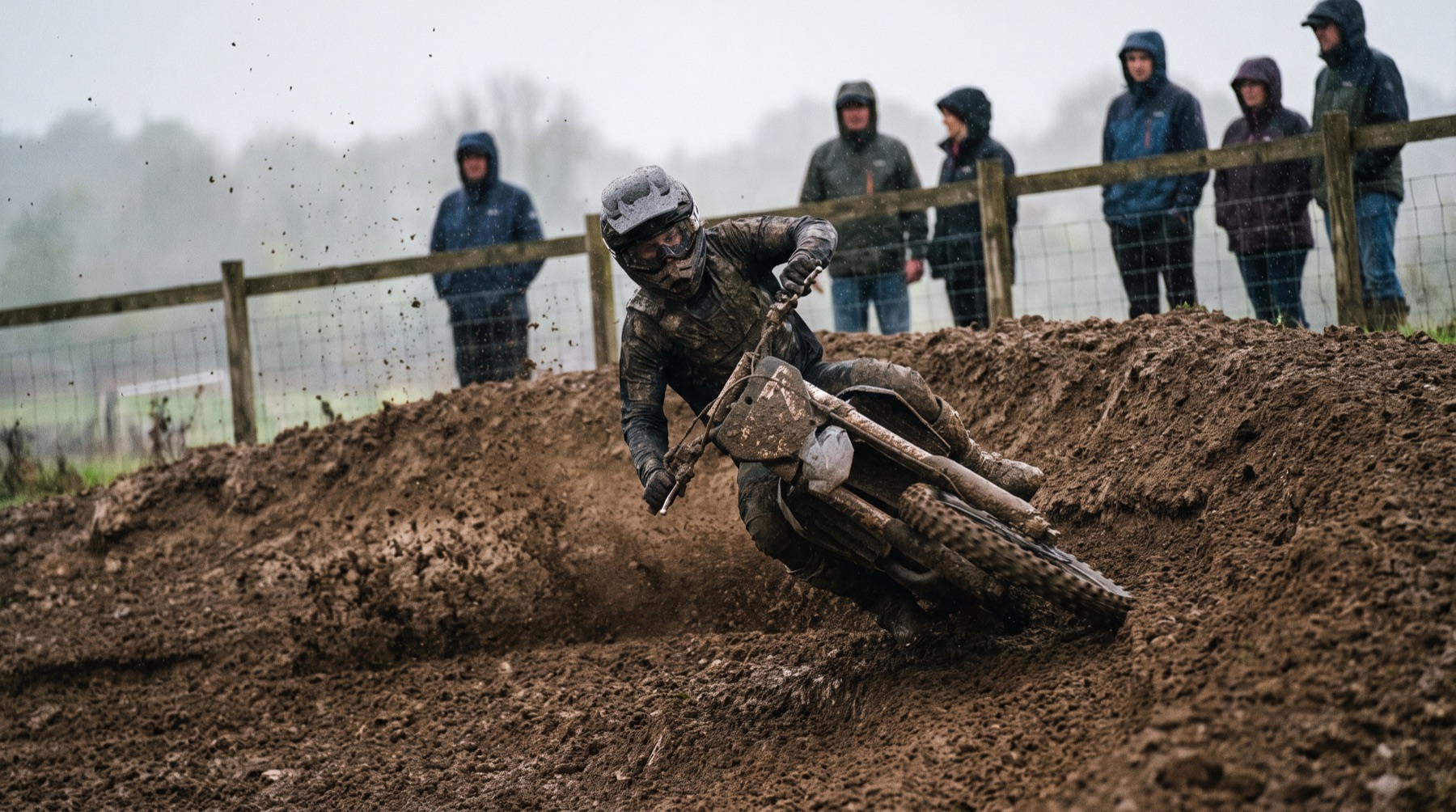 Motocross rider railing a berm
