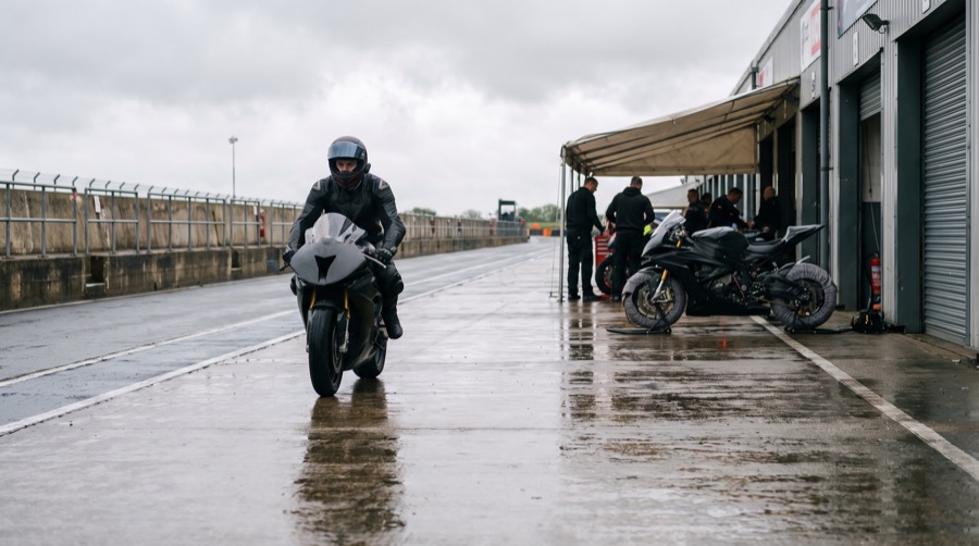 Bikes in a track-day pit lane